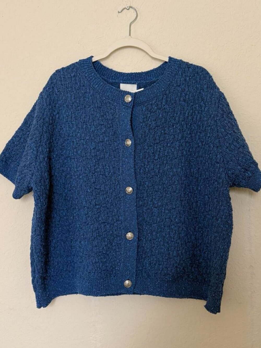NWT Women's Blue Textured-Knit Cardigan | H&M size XXL